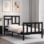 Single bed frame with black solid wood headboard by vidaXL, Beds and slatted bases - Ref: Foro24-3193105, Price: 119,67 €, Di...
