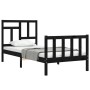 Single bed frame with black solid wood headboard by vidaXL, Beds and slatted bases - Ref: Foro24-3193105, Price: 119,67 €, Di...