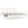 Double bed frame with white solid wood headboard by vidaXL, Beds and slatted bases - Ref: Foro24-3192897, Price: 163,35 €, Di...
