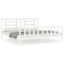 Double bed frame with white solid wood headboard by vidaXL, Beds and slatted bases - Ref: Foro24-3192897, Price: 161,11 €, Di...