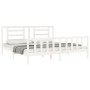 Double bed frame with white solid wood headboard by vidaXL, Beds and slatted bases - Ref: Foro24-3192897, Price: 163,35 €, Di...