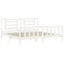 Double bed frame with white solid wood headboard by vidaXL, Beds and slatted bases - Ref: Foro24-3192897, Price: 161,11 €, Di...