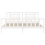 Double bed frame with white solid wood headboard by vidaXL, Beds and slatted bases - Ref: Foro24-3192897, Price: 163,35 €, Di...