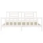 Double bed frame with white solid wood headboard by vidaXL, Beds and slatted bases - Ref: Foro24-3192897, Price: 161,11 €, Di...