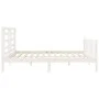 Double bed frame with white solid wood headboard by vidaXL, Beds and slatted bases - Ref: Foro24-3192897, Price: 161,11 €, Di...