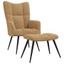 Sillón de relax con taburete terciopelo marrón