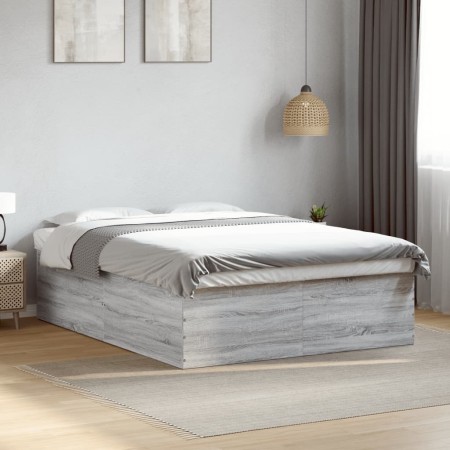 Estructura de cama madera de ingeniería gris Sonoma 150x200 cm