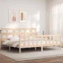 Bed frame with solid wood headboard 200x200 cm by vidaXL, Beds and slatted bases - Ref: Foro24-3193031, Price: 144,00 €, Disc...