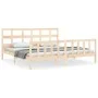 Bed frame with solid wood headboard 200x200 cm by vidaXL, Beds and slatted bases - Ref: Foro24-3193031, Price: 144,00 €, Disc...