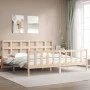 Bed frame with solid wood headboard 200x200 cm by vidaXL, Beds and slatted bases - Ref: Foro24-3193031, Price: 144,00 €, Disc...