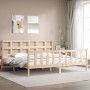 Estructura de cama con cabecero madera maciza 200x200 cm de vidaXL, Camas y somieres - Ref: Foro24-3193031, Precio: 145,60 €,...