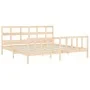 Bed frame with solid wood headboard 200x200 cm by vidaXL, Beds and slatted bases - Ref: Foro24-3193031, Price: 144,00 €, Disc...