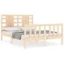Double bed frame with solid wood headboard by vidaXL, Beds and slatted bases - Ref: Foro24-3192786, Price: 118,74 €, Discount: %