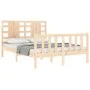 Double bed frame with solid wood headboard by vidaXL, Beds and slatted bases - Ref: Foro24-3192786, Price: 118,74 €, Discount: %