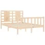 Double bed frame with solid wood headboard by vidaXL, Beds and slatted bases - Ref: Foro24-3192786, Price: 118,74 €, Discount: %