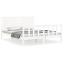 Weißer Massivholzbettrahmen mit Kopfteil 160x200 cm von vidaXL, Betten und Lattenroste - Ref: Foro24-3192957, Preis: 179,10 €...