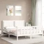Estructura de cama con cabecero madera maciza blanco 160x200 cm de vidaXL, Camas y somieres - Ref: Foro24-3192957, Precio: 17...