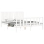 Weißer Massivholzbettrahmen mit Kopfteil 160x200 cm von vidaXL, Betten und Lattenroste - Ref: Foro24-3192957, Preis: 179,10 €...