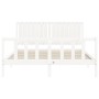 Weißer Massivholzbettrahmen mit Kopfteil 160x200 cm von vidaXL, Betten und Lattenroste - Ref: Foro24-3192957, Preis: 179,10 €...