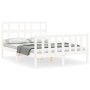 Weißer Massivholzbettrahmen mit Kopfteil 120x200 cm von vidaXL, Betten und Lattenroste - Ref: Foro24-3193007, Preis: 129,14 €...
