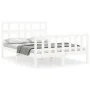 White solid wood bed frame with headboard 120x200 cm by vidaXL, Beds and slatted bases - Ref: Foro24-3193007, Price: 125,77 €...