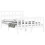 White solid wood bed frame with headboard 120x200 cm by vidaXL, Beds and slatted bases - Ref: Foro24-3193007, Price: 125,77 €...
