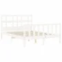 White solid wood bed frame with headboard 120x200 cm by vidaXL, Beds and slatted bases - Ref: Foro24-3193007, Price: 125,77 €...