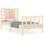 Bed frame with solid wood headboard by vidaXL, Beds and slatted bases - Ref: Foro24-3192781, Price: 104,54 €, Discount: %