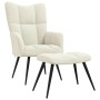 Sillón de relax con taburete terciopelo blanco crema