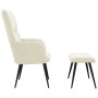 Sillón de relax con taburete terciopelo blanco crema