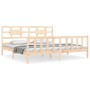 Bed frame with solid wood headboard 200x200 cm by vidaXL, Beds and slatted bases - Ref: Foro24-3192576, Price: 147,12 €, Disc...