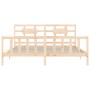 Bed frame with solid wood headboard 200x200 cm by vidaXL, Beds and slatted bases - Ref: Foro24-3192576, Price: 147,12 €, Disc...