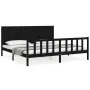 Bed frame with black solid wood headboard 200x200 cm by vidaXL, Beds and slatted bases - Ref: Foro24-3192645, Price: 225,58 €...