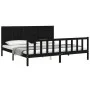 Bed frame with black solid wood headboard 200x200 cm by vidaXL, Beds and slatted bases - Ref: Foro24-3192645, Price: 225,58 €...