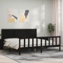 Estructura de cama con cabecero madera maciza negro 200x200 cm de vidaXL, Camas y somieres - Ref: Foro24-3192645, Precio: 228...