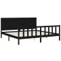 Bed frame with black solid wood headboard 200x200 cm by vidaXL, Beds and slatted bases - Ref: Foro24-3192645, Price: 225,58 €...