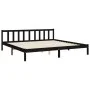 Bed frame with black solid wood headboard 200x200 cm by vidaXL, Beds and slatted bases - Ref: Foro24-3192645, Price: 225,58 €...
