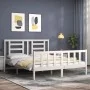 White solid wood bed frame with headboard 160x200 cm by vidaXL, Beds and slatted bases - Ref: Foro24-3192892, Price: 141,32 €...