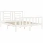 White solid wood bed frame with headboard 160x200 cm by vidaXL, Beds and slatted bases - Ref: Foro24-3192892, Price: 141,32 €...