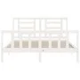 White solid wood bed frame with headboard 160x200 cm by vidaXL, Beds and slatted bases - Ref: Foro24-3192892, Price: 141,32 €...