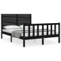 Bed frame with black solid wood headboard 140x190 cm by vidaXL, Beds and slatted bases - Ref: Foro24-3193190, Price: 200,56 €...