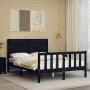 Bed frame with black solid wood headboard 140x190 cm by vidaXL, Beds and slatted bases - Ref: Foro24-3193190, Price: 200,56 €...