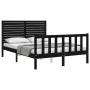 Bed frame with black solid wood headboard 140x190 cm by vidaXL, Beds and slatted bases - Ref: Foro24-3193190, Price: 200,56 €...