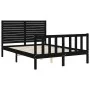 Bed frame with black solid wood headboard 140x190 cm by vidaXL, Beds and slatted bases - Ref: Foro24-3193190, Price: 200,56 €...