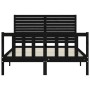 Estructura de cama con cabecero madera maciza negro 140x190 cm de vidaXL, Camas y somieres - Ref: Foro24-3193190, Precio: 203...