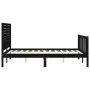 Bed frame with black solid wood headboard 140x190 cm by vidaXL, Beds and slatted bases - Ref: Foro24-3193190, Price: 200,56 €...