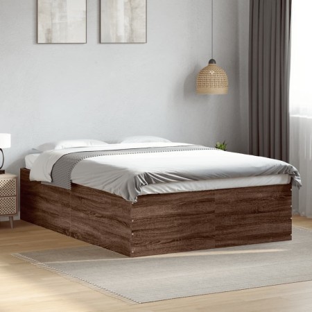 Estructura de cama madera de ingeniería marrón roble 120x200 cm