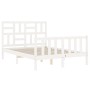 Double bed frame with white solid wood headboard by vidaXL, Beds and slatted bases - Ref: Foro24-3193047, Price: 130,27 €, Di...