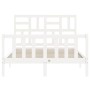Double bed frame with white solid wood headboard by vidaXL, Beds and slatted bases - Ref: Foro24-3193047, Price: 130,27 €, Di...