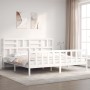 Weißer Massivholzbettrahmen mit Kopfteil 200x200 cm von vidaXL, Betten und Lattenroste - Ref: Foro24-3193097, Preis: 154,78 €...
